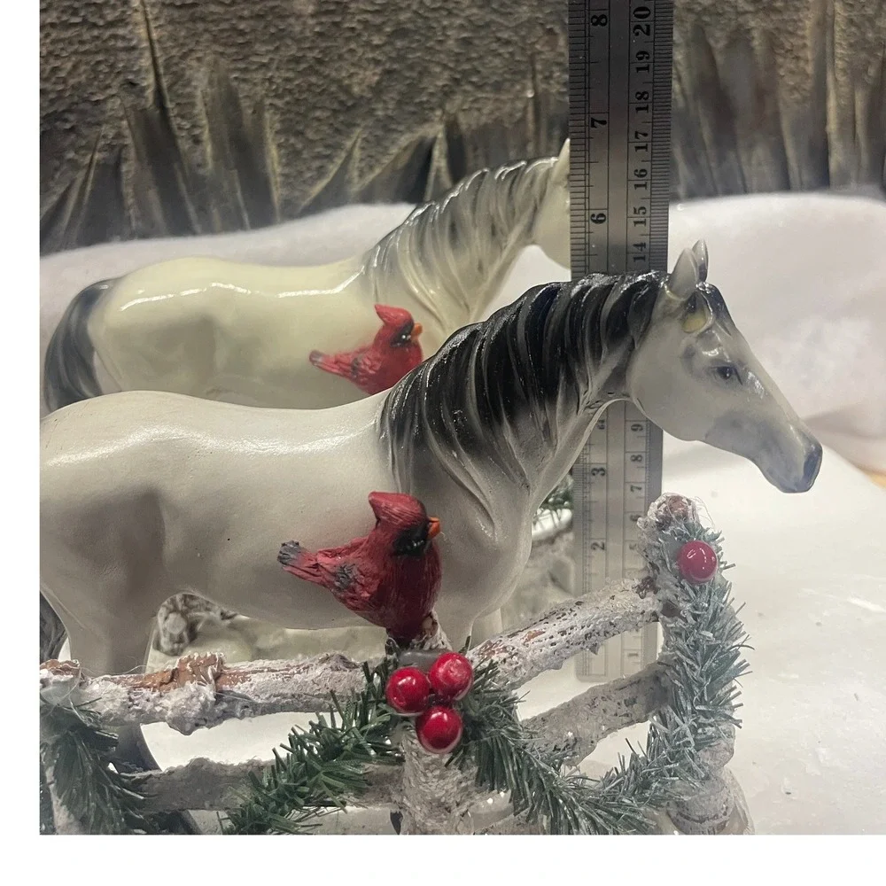 Collections Etc Majestic White Holiday Winter Horse Figurines Mantel Set of 2